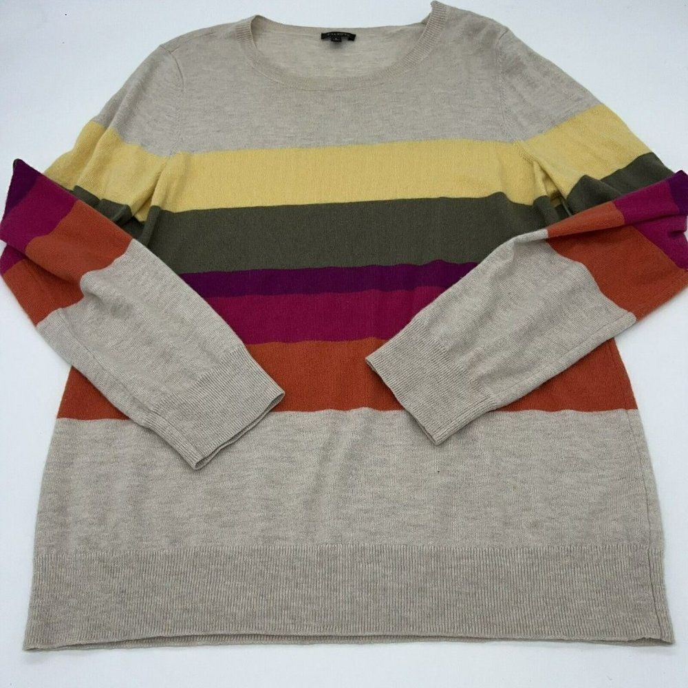 Talbots Lambswool Striped Sweater Size L